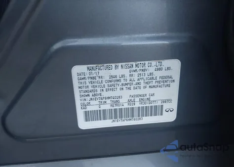 2017 Infiniti Q50 3.0T Signature Edition z USA, uszkodzony, nr VIN JN1EV7AP6HM740283